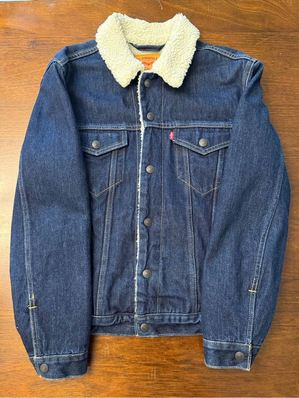 Levi's Dark Blue Denim Sherpa Jacket Size M Medium
